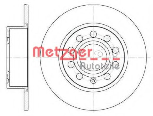 METZGER 14861 V: Disque de frein Ø: 255mm, plein, avec kit de vis de fixation, AP