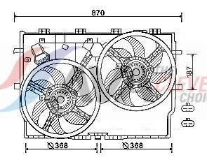 AVA COOLING SYSTEMS FT7586: Radiaatori ventilaator 385mm, 385mm, ilma juhtseadmeta, koos jahutusventilaatoriraamiga(Zarge), ilma takistuseta