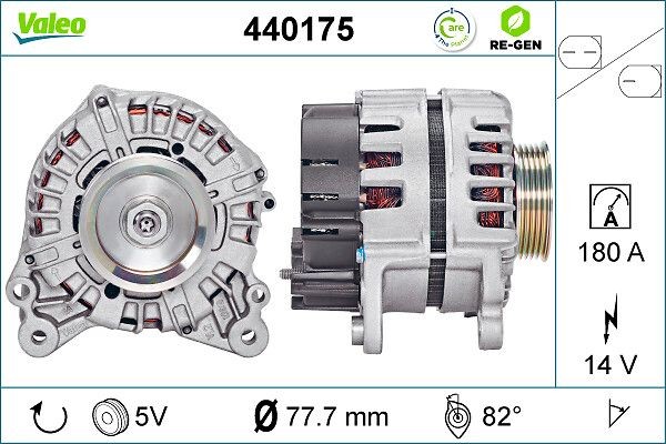 VALEO 440175: Alternator 180A, REMANUFACTURED PREMIUM