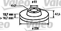 VALEO 186285: Piduriketas Esisild, Ø: 238mm, täis, Ø: 238mm