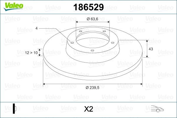 VALEO 186529: Piduriketas Esisild, Ø: 240mm, täis, Ø: 240mm
