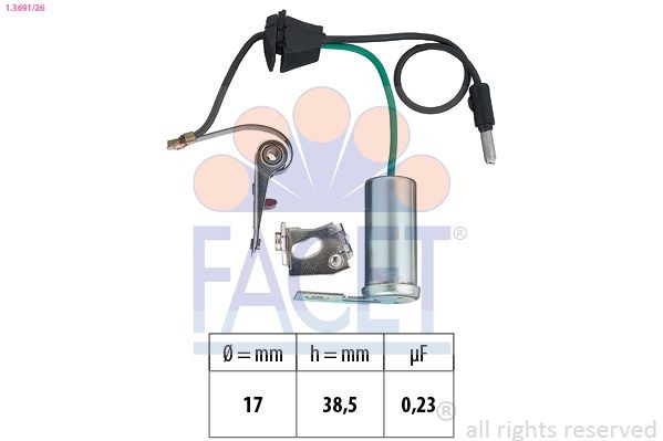 FACET 1.3691/26: Контактен комплект, дистрибутор на запалване Made in Italy - OE Equivalent