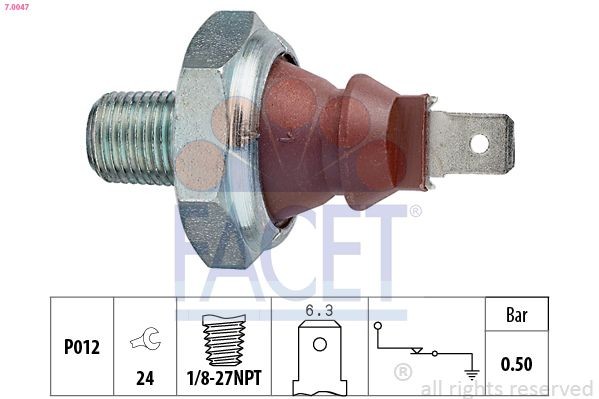 FACET 7.0047: Alyvos slėgio jungiklis Made in Italy - OE Equivalent
