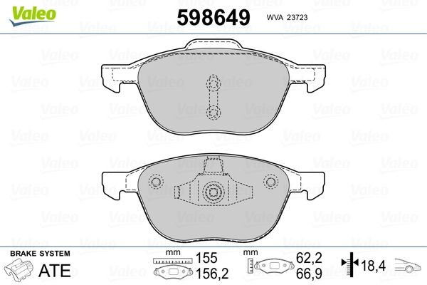 VALEO 598649 Bremsbeläge Vorderachse, mit Anti-Quietsch-Blech