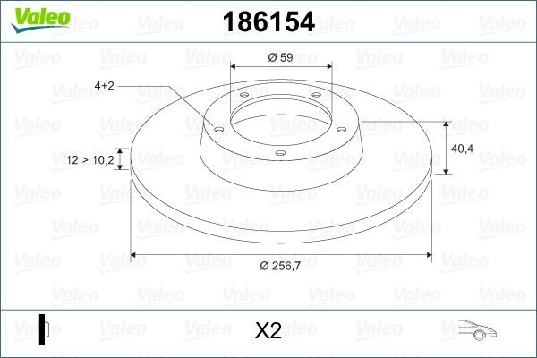 VALEO 186154: Piduriketas Esisild, Ø: 257mm, täis, Ø: 257mm