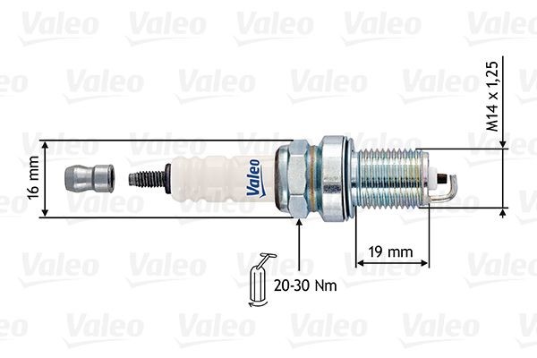 VALEO 246895: Tändstift Nyckelvidd: 16 mm