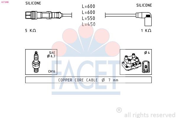FACET 4.7248: Tändkabelsats Made in Italy - OE Equivalent