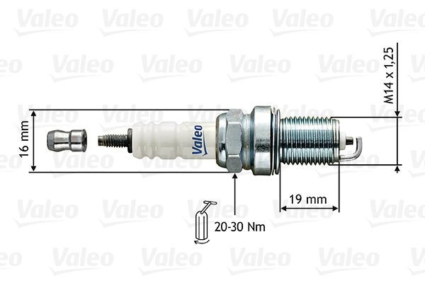VALEO 246851: Tändstift Nyckelvidd: 16 mm