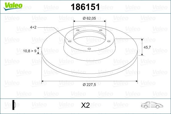 VALEO 186151: Piduriketas Ø: 228mm, täis, Ø: 228mm