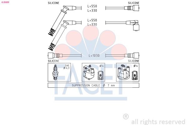 FACET 4.8689: Augstsprieguma vadu komplekts Made in Italy - OE Equivalent