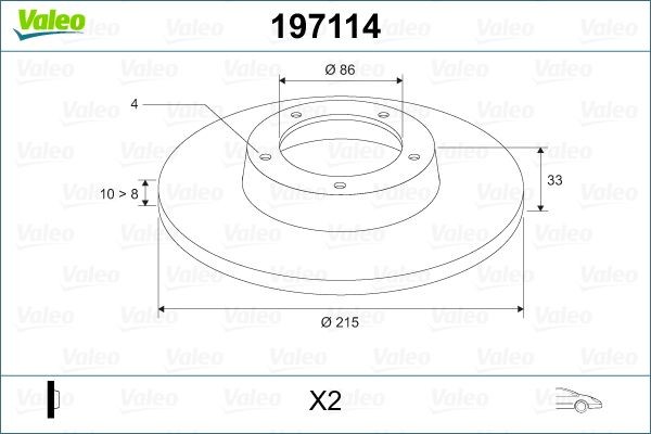 VALEO 197114: Piduriketas Esisild, Ø: 215mm, täis, Ø: 215mm