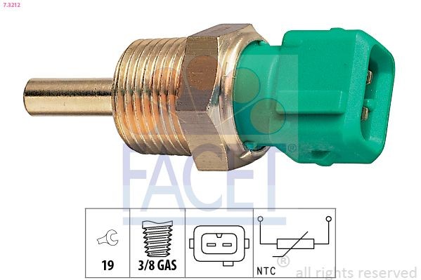 FACET 7.3212: Andur, Jahutusvedeliku temp. 3/8 GAS, Made in Italy - OE Equivalent