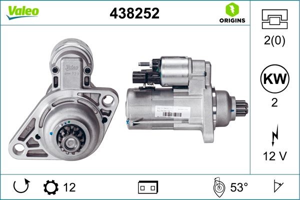 VALEO 438252: Starter 2kW, NEW ORIGINAL PART