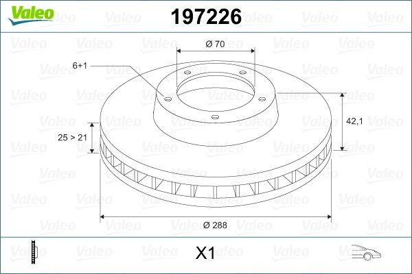VALEO 197226: Disque de frein Essieu avant, Ø: 288mm, ventilé, Ø: 288mm