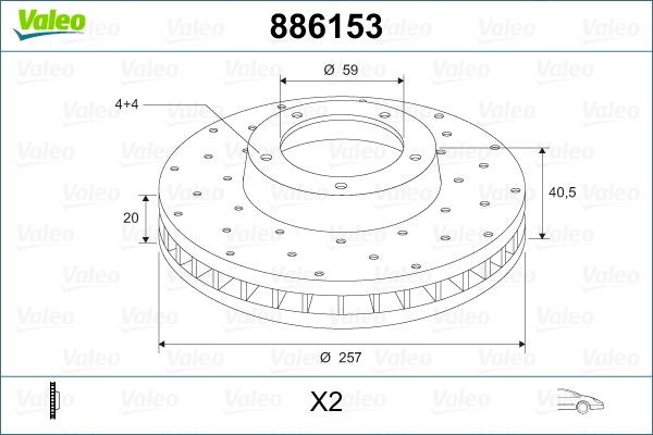 VALEO 886153: Piduriketas Esisild, Ø: 257mm, augustatud/sise, Ø: 257mm