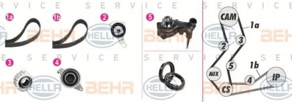 HELLA 8MP 376 806-861: Bomba de água + kit de correia dentada HELLA BLACK MAGIC