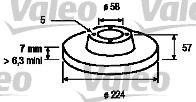VALEO 186140: Piduriketas Tagasild, Ø: 224mm, täis, Ø: 224mm
