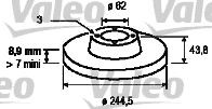 VALEO 186143: Piduriketas Esisild, Ø: 245mm, täis, Ø: 245mm