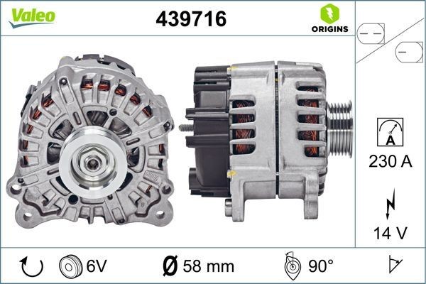 VALEO 439716: Alternator 230A, NEW ORIGINAL PART