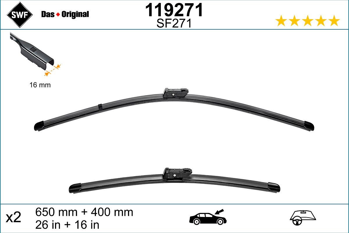SWF 119271: Ablaktörlő lapát elöl, 650mm VisioFlex