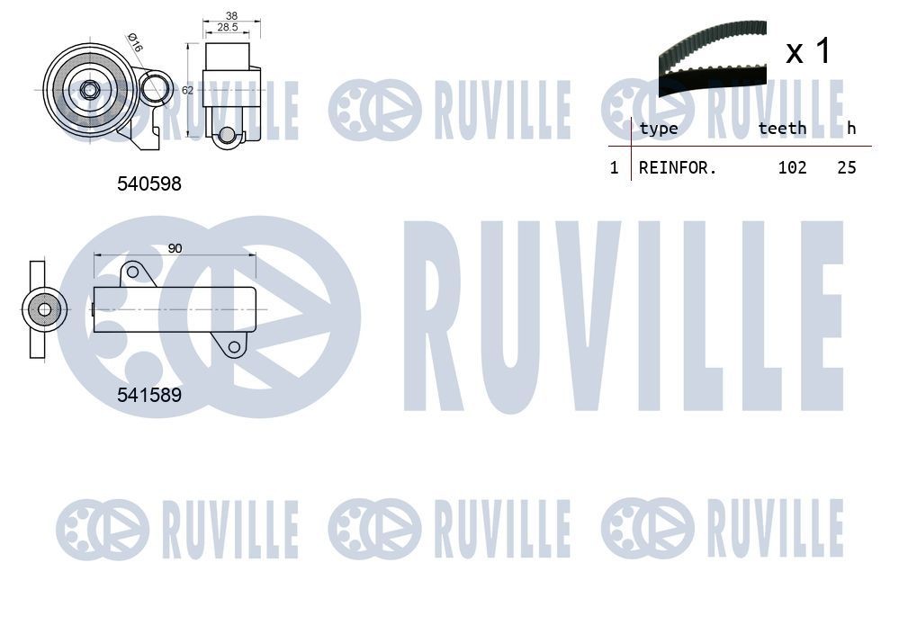 RUVILLE 5634970: Ozubení, sada rozvodového řemene Počet zubů 1: 160