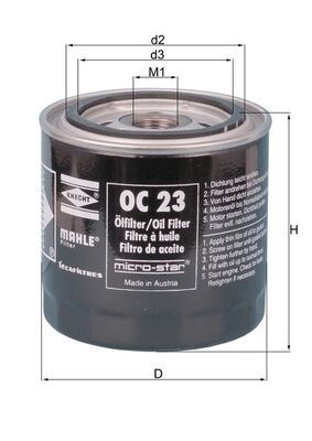 KNECHT OC 23 OF Ölfilter mit einem Rücklaufsperrventil