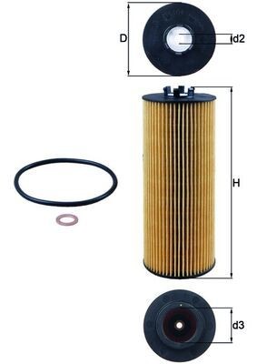 KNECHT OX 164D: Eļļas filtrs ar blīvēm