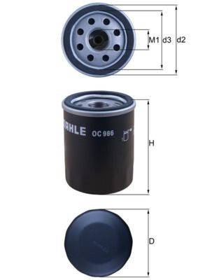 KNECHT OC 986: Eļļas filtrs ar atgriezējvārstu