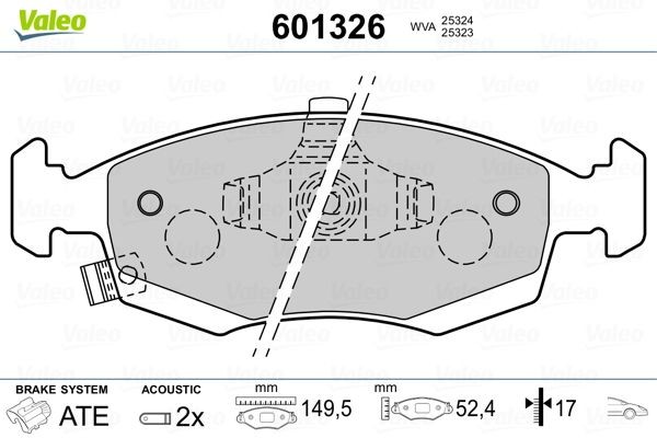 VALEO 601326: Bremseklodser foraksel
