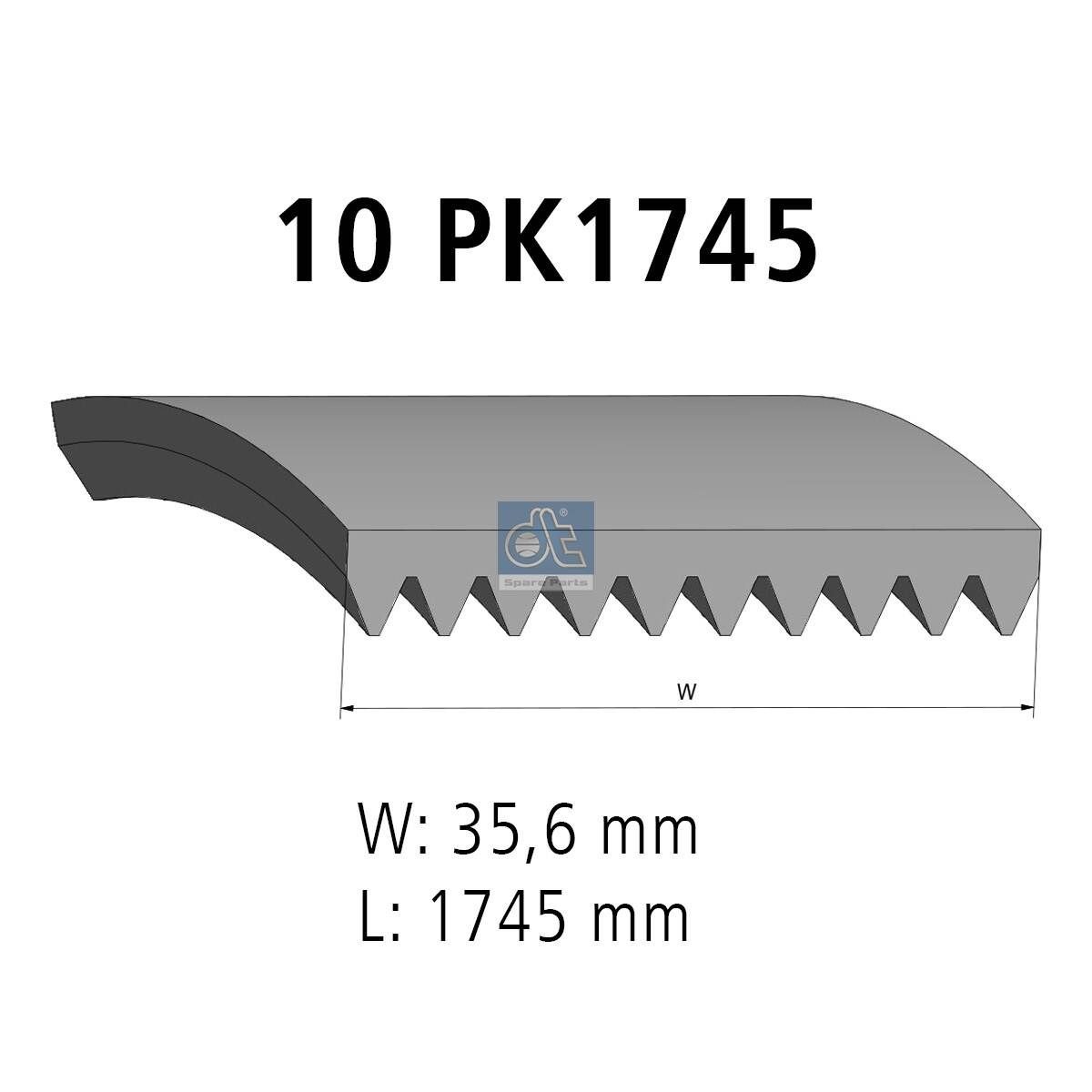 DT Spare Parts 3.34323: Soonrihm 1745mm, Ribide arv: 10