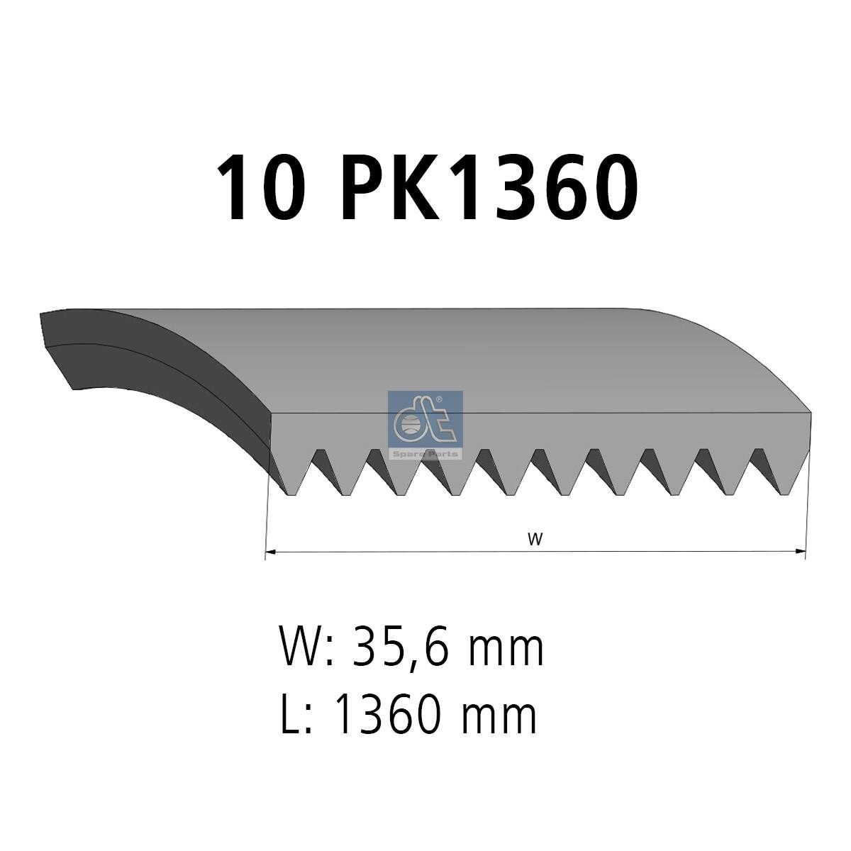 DT Spare Parts 5.41424: Soonrihm 1360mm, Ribide arv: 10