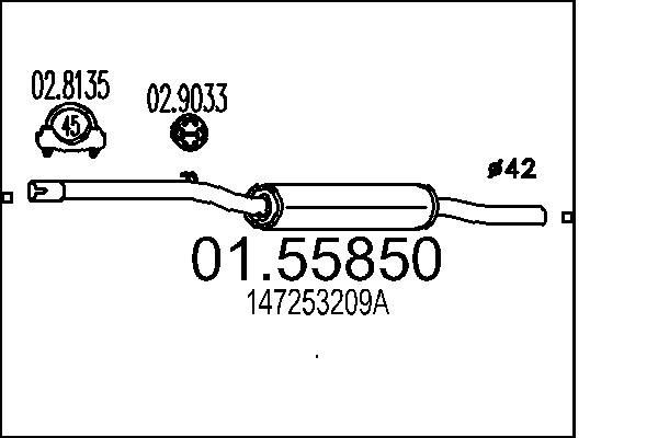 MTS 01.55850: Marmitta centrale 920mm