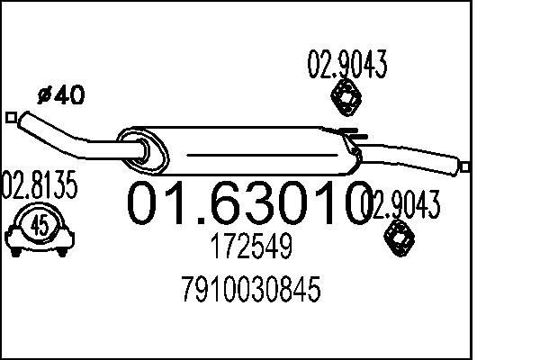 MTS 01.63010: Πίσω σιλανσιέ 940mm
