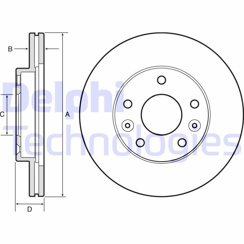 DELPHI BG4455: Bremžu diski Ø: 269mm, ventilējams, Ø: 269mm, ieeļļots