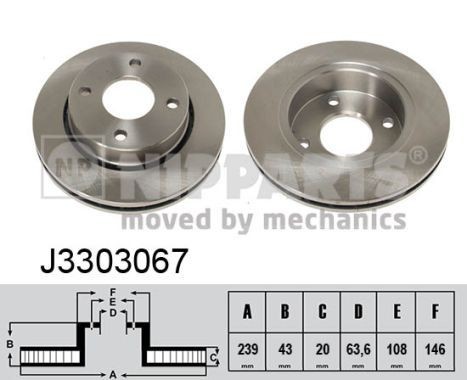 NIPPARTS J3303067: Piduriketas Esisild, Ø: 239mm, sisemine õhutus, Ø: 239mm