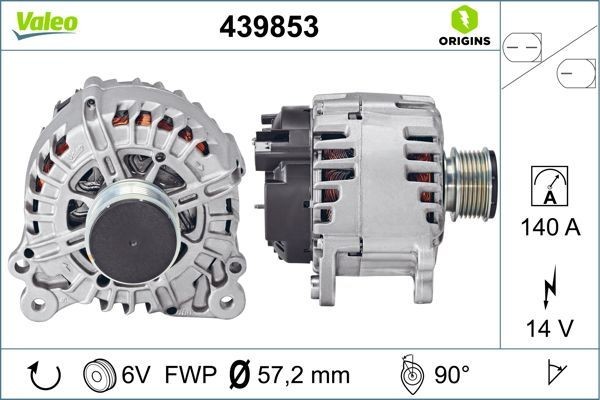 VALEO 439853: Laturi 140A, NEW ORIGINAL PART