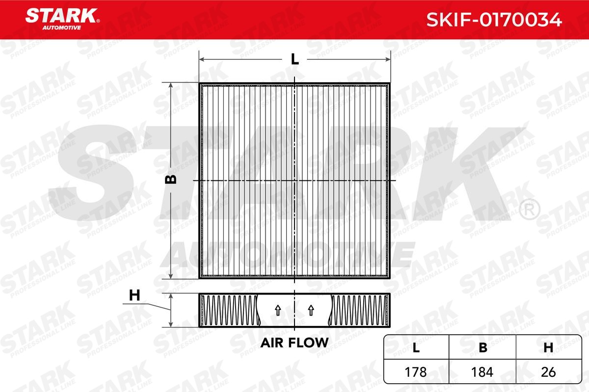 STARK SKIF-0170034: Filtru, aer habitaclu Filtru de particule, Filtru de aerosol (HEPA)