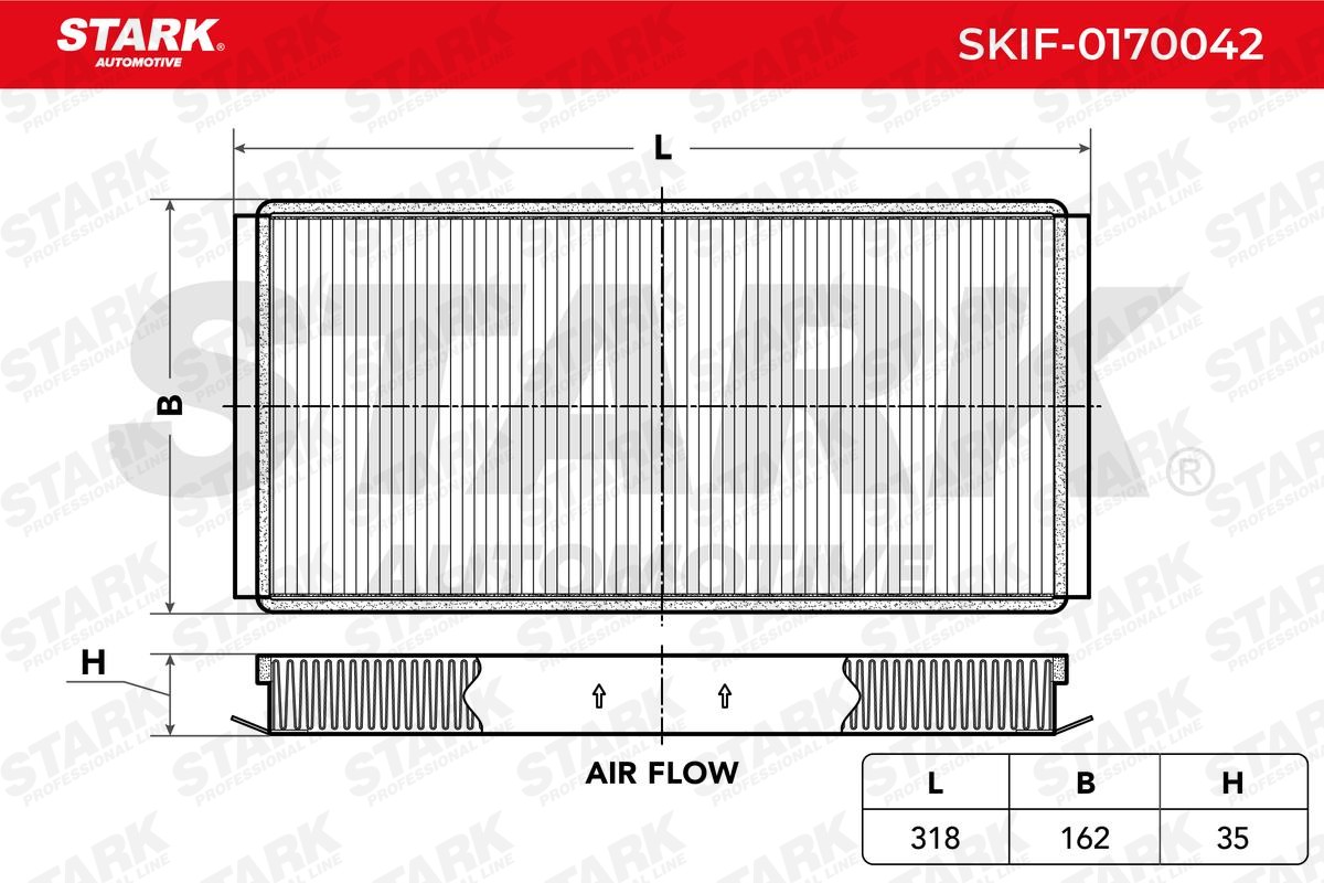 STARK SKIF-0170042: Salono filtras žiedadulkių filtras, Suspenduotųjų medžiagų filtras (HEPA)
