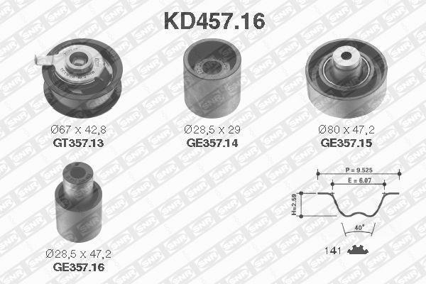 SNR KD457.16: Kit cinghia di distribuzione