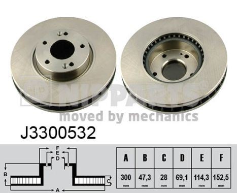 NIPPARTS J3300532: Piduriketas Esisild, Ø: 300mm, sisemine õhutus, Ø: 300mm, värvitud