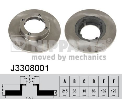 NIPPARTS J3308001: Brzdový kotúč Ø: 215mm, plný, Ø: 215mm