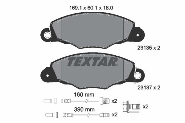 TEXTAR 2313503: Piduriklotsid Q+ koos pidurisadula kruvidega