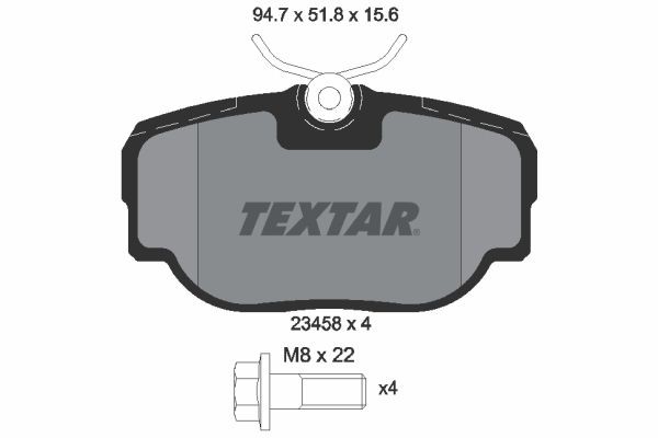 TEXTAR 2345801: Piduriklotsid koos pidurisadula kruvidega