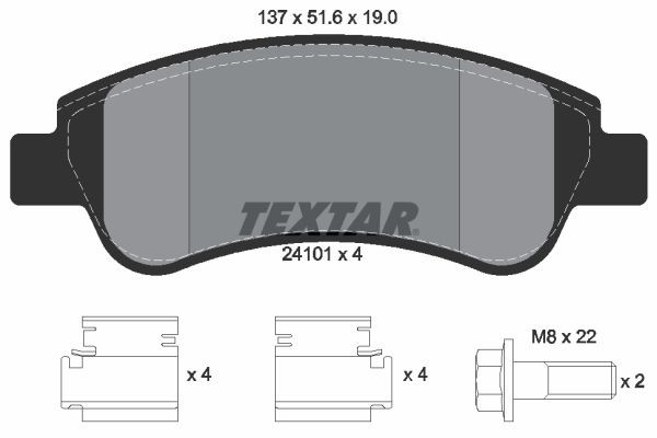 TEXTAR 2410101: Sada brzdových destiček, kotoučová brzda Q+ s příslušenstvím, Šrouby třmenů