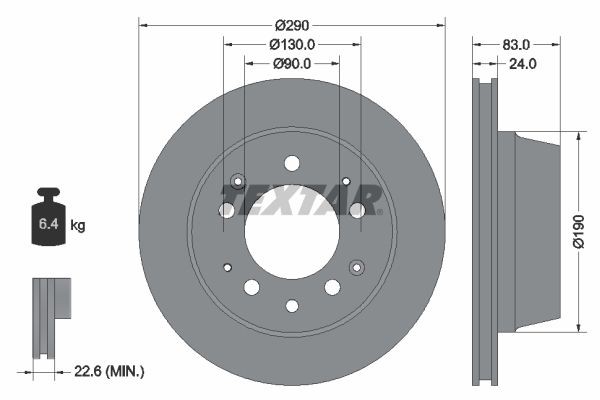 TEXTAR 92039700: Bremseskive Ø: 290mm, indvendigt ventileret, Ø: 290mm, uden hjulnav, uden hjullejer, uden hjulbolte