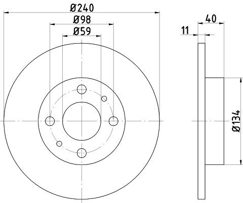 TEXTAR 92041400: Brzdový kotouč R: 240mm, plný, R: 240mm, bez náboje kola, bez šroubů vozidlového kola