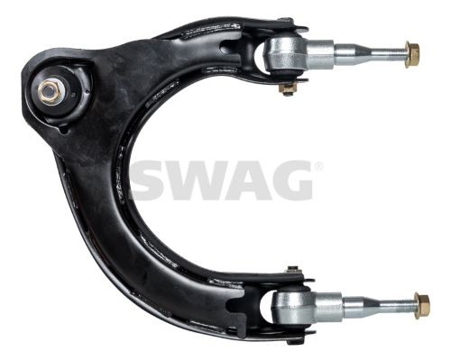 SWAG 80 94 1233: Bras de suspension Essieu avant gauche, supérieur, Tôle d'acier, avec écrou de blocage, avec support, avec rotule de suspension