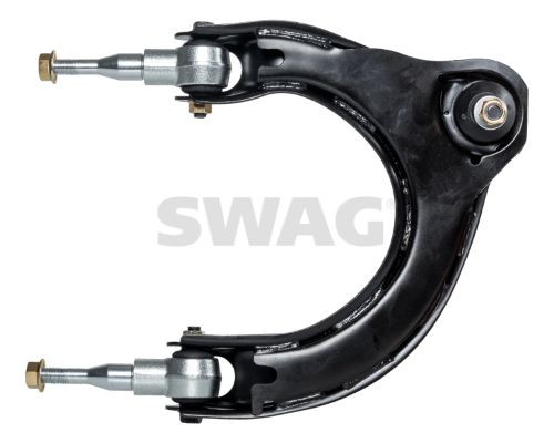 SWAG 80 94 1234: Bras de suspension Essieu avant droit, supérieur, Tôle d'acier, avec support, avec écrou de blocage, avec rotule de suspension