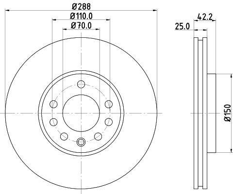MINTEX MDC1009: Stabdžių diskas Ø: 288mm, vidinis ventiliavimas, Ø: 288mm, be rato stebulės, be rato guolio, be rato tvirtinimo smeigių