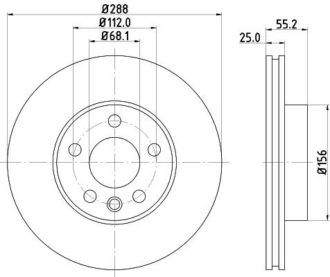 MINTEX MDC1017: Stabdžių diskas Ø: 288mm, vidinis ventiliavimas, Ø: 288mm, be rato stebulės, be rato guolio, be rato tvirtinimo smeigių